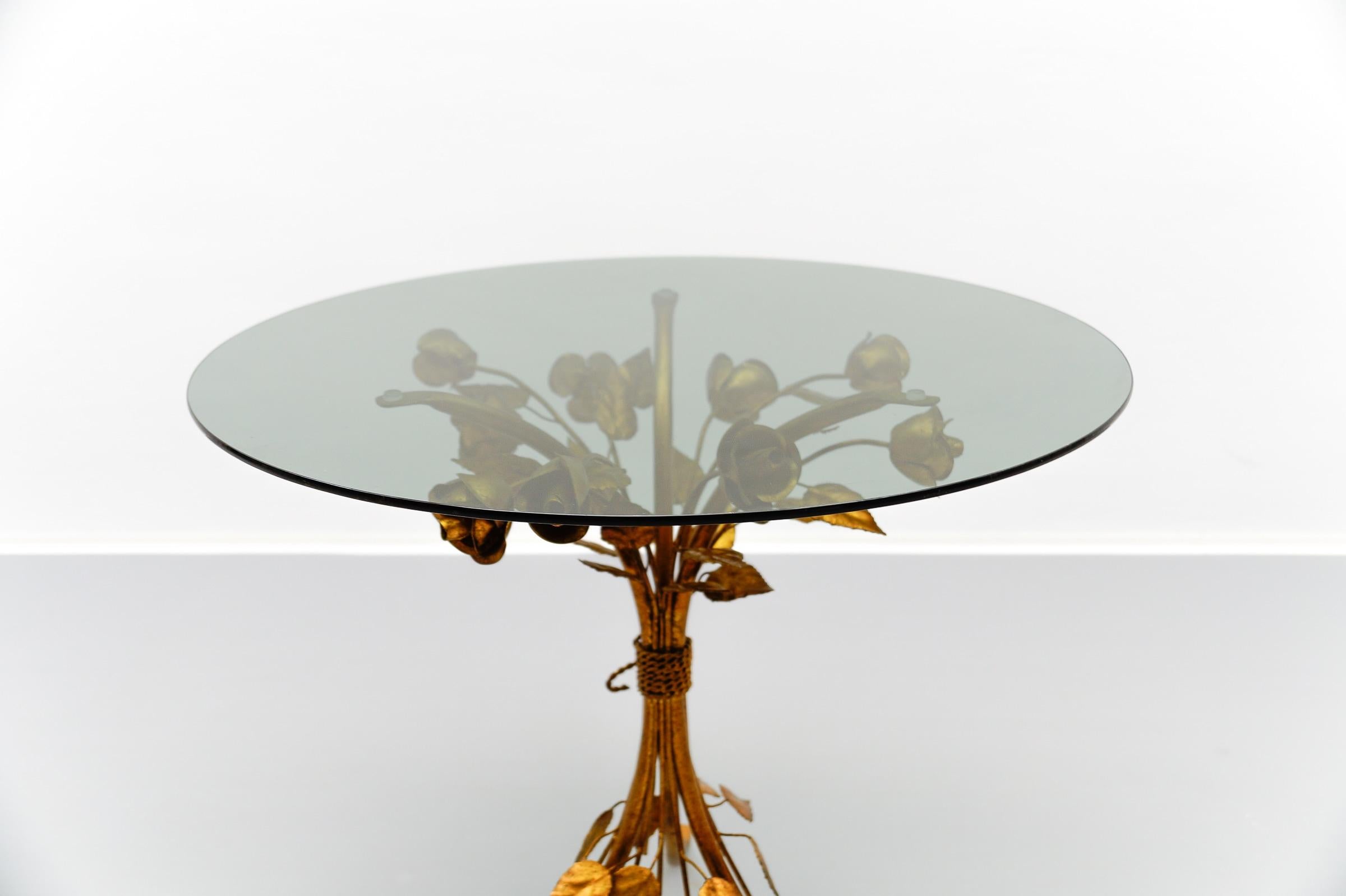 Fin du 20e siècle Table basse à fleurs en métal Florentine par Hans Kögl, Allemagne, années 1970 en vente