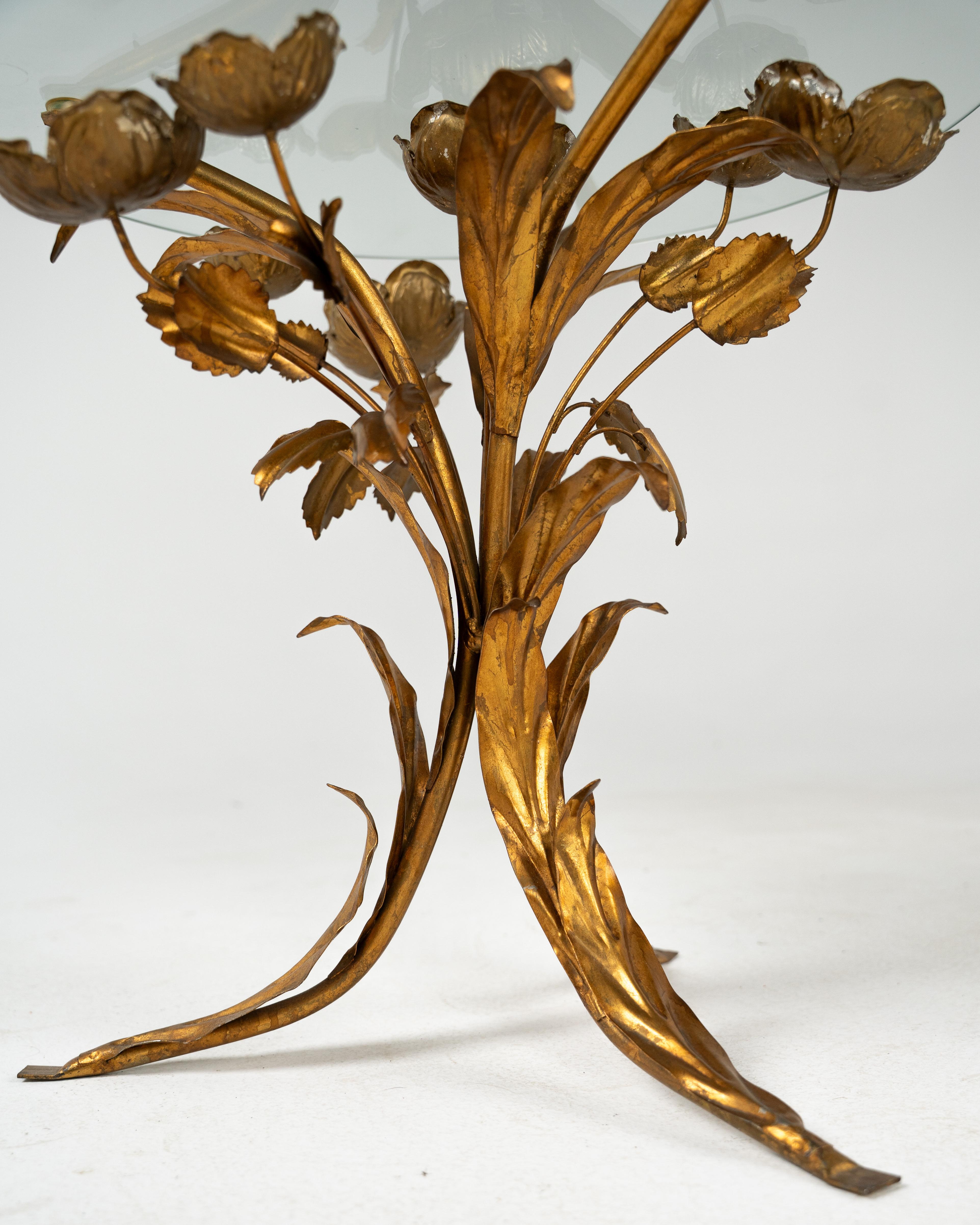 Florentine Metal Flower Coffee Table by Hans Kögl, Germany, 1970s For Sale 4