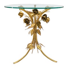 Table basse fleurie en métal Florentine de Hans Kögl:: Allemagne:: 1970