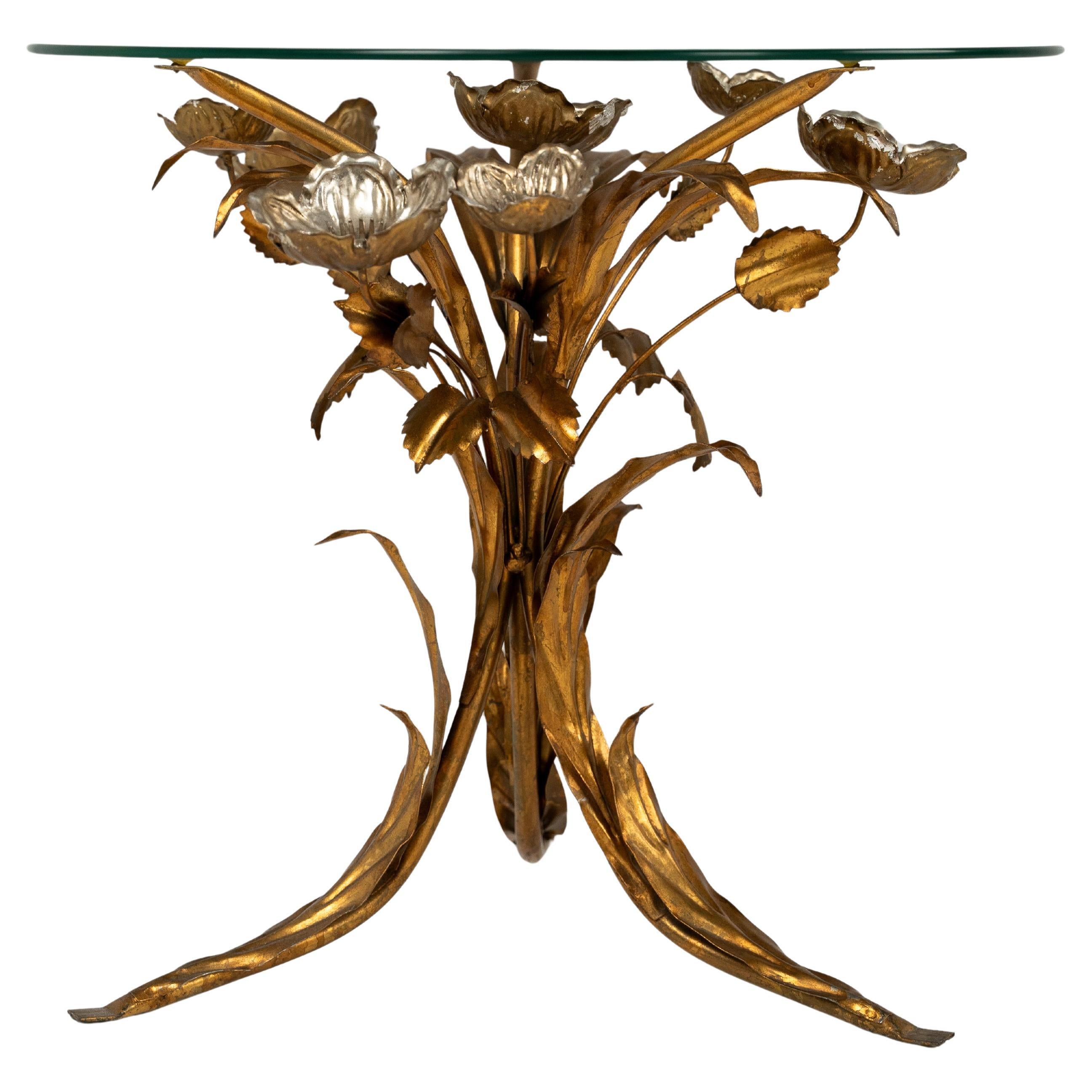 Florentine Metal Flower Coffee Table by Hans Kögl, Germany, 1970s