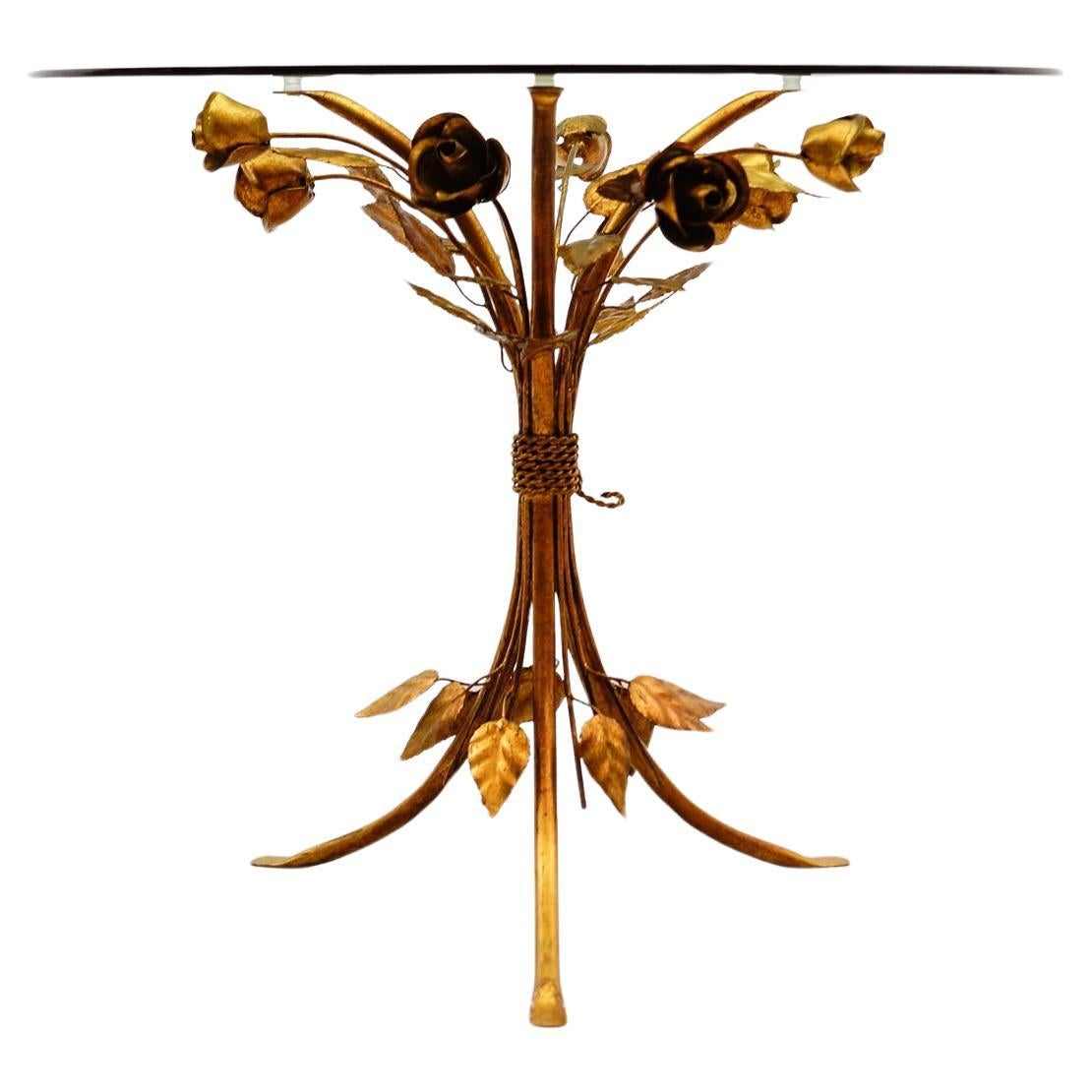 Florentine Metall Blumen Couchtisch von Hans Kögl, Deutschland, 1970er