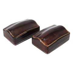 Florentine Mid-Century Embossed Leather Humpback Boxes