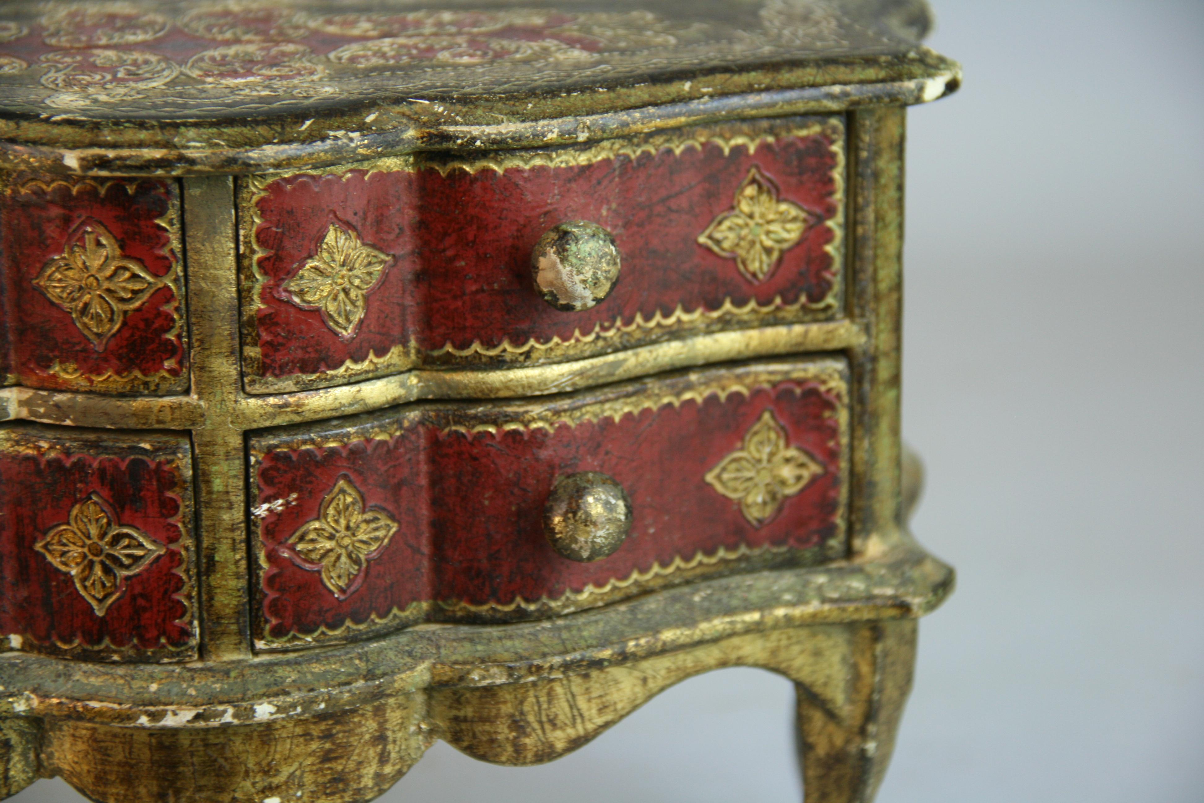 Florentine Miniature Chest of Drawers as Jewlery Box 1960's For Sale 2