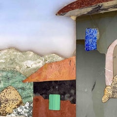 Florentine Mosaic Pietra Dura Italian Street View with Landscape 1950 circa