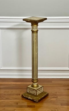Florentiner Neoklassizistisches kanneliertes, vergoldetes und cremefarben bemaltes Pedestal, Italien, 1940