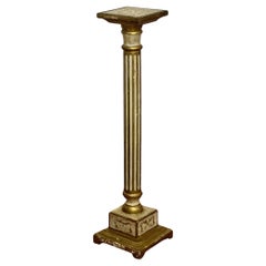 Florentine Neoclassical Fluted Gilt and Cream Painted Pedestal, Italy, 1940