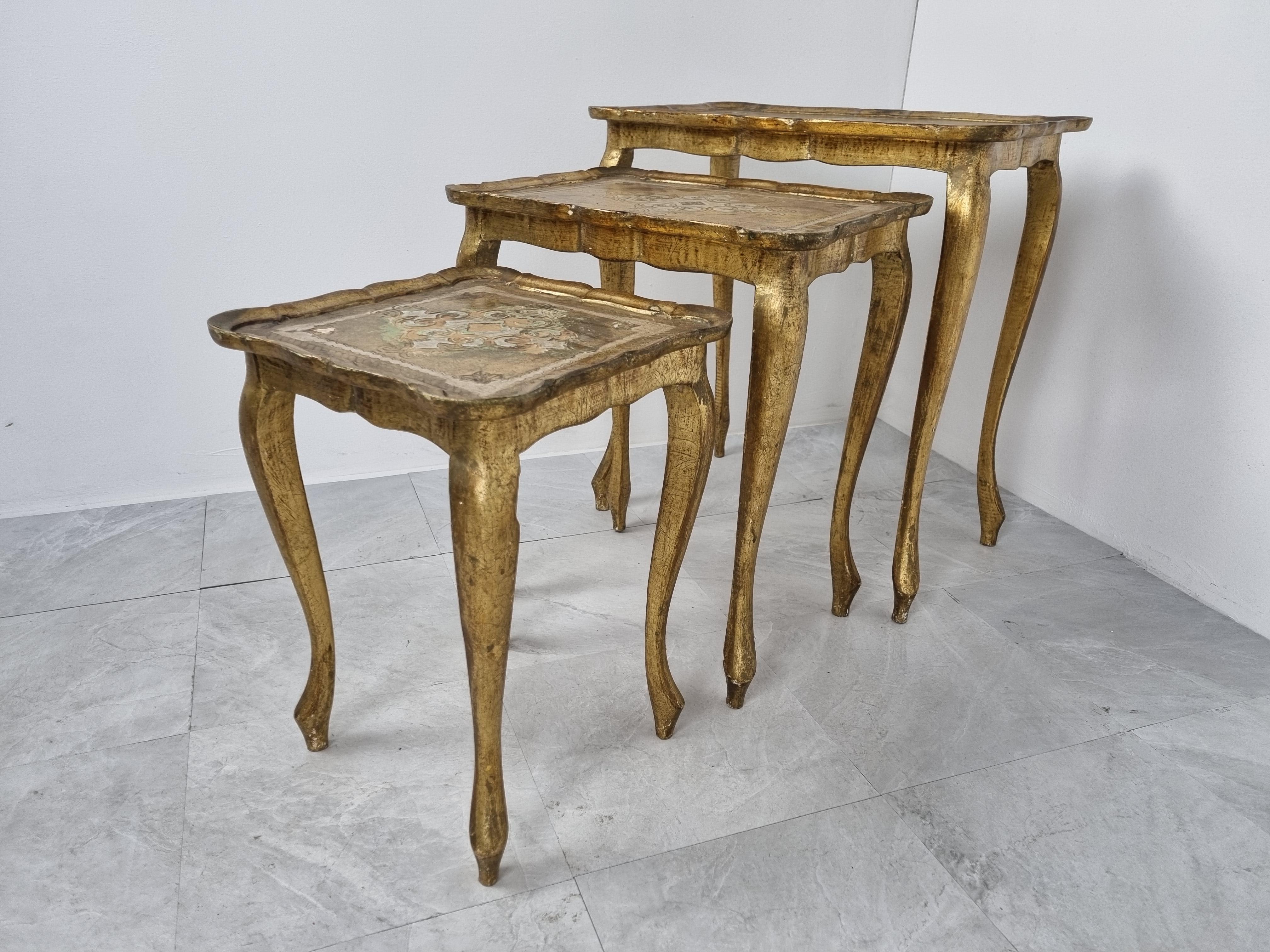 Tables gigognes Florentine par Fratelli Paoletti, années 1950 Bon état - En vente à HEVERLEE, BE