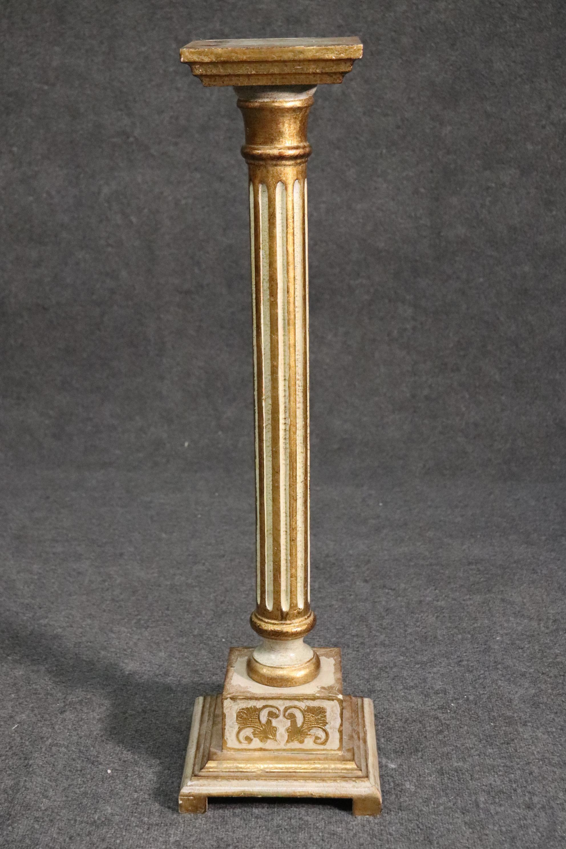 Florentine Paint Decorated Fluted Column Pedestal, circa 1940 at