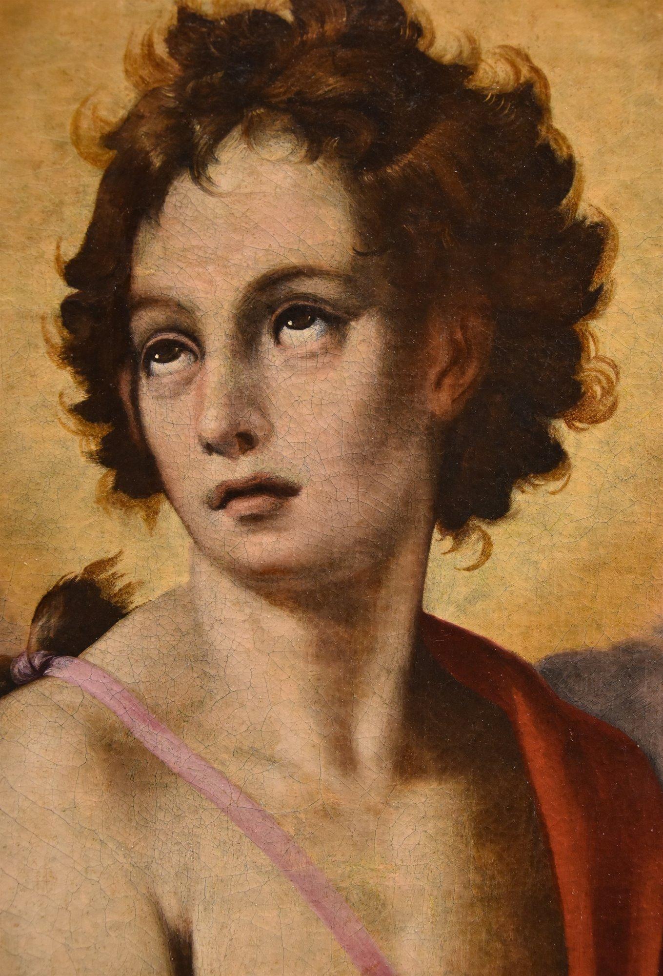 Saint John Baptist 16/17. Jahrhundert Gemälde Öl auf Leinwand Alter Meister Toskana Schule im Angebot 4