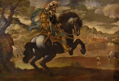 Antique Equestrian Portrait Florentine Painter 17/18th Century Paint Oil on canvas Italy