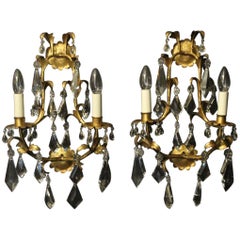Florentine Pair of Gilded Twin Arm Wall Lights