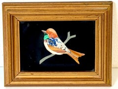 Florentine Pietra Dura Kingfisher Plaque Florence, Italy, Circa 1950