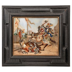 Florentine Pietra Dura Plaque of Trial by Combat by N. Scarpelli