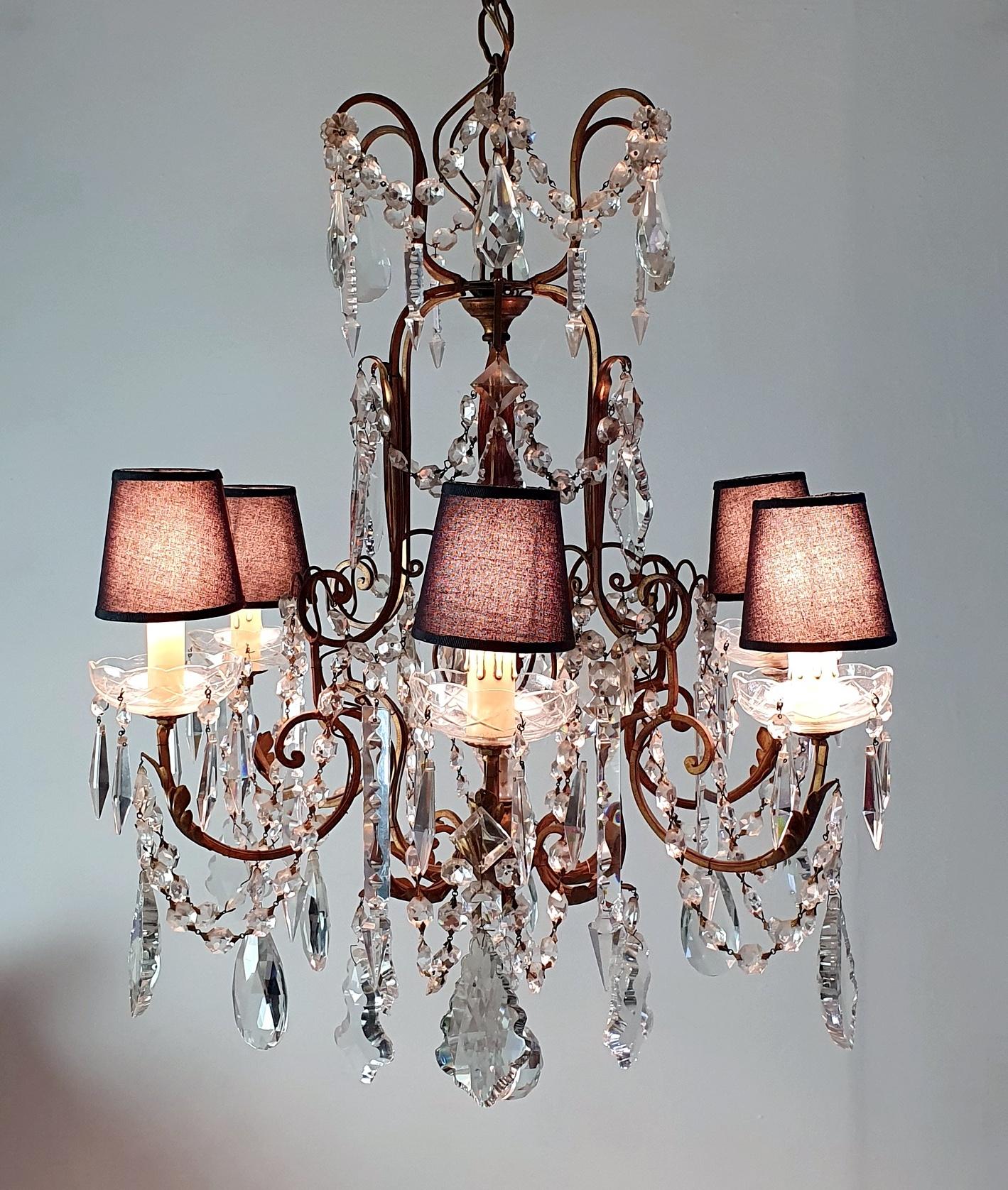 Florentine Rococo Crystal Chandelier Italy For Sale 7