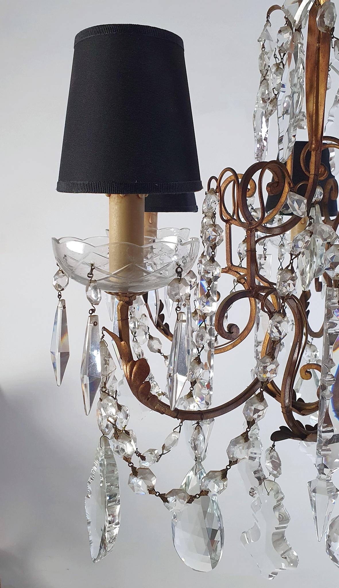 XVIIIe siècle Lustre florentin rococo en cristal Italie en vente