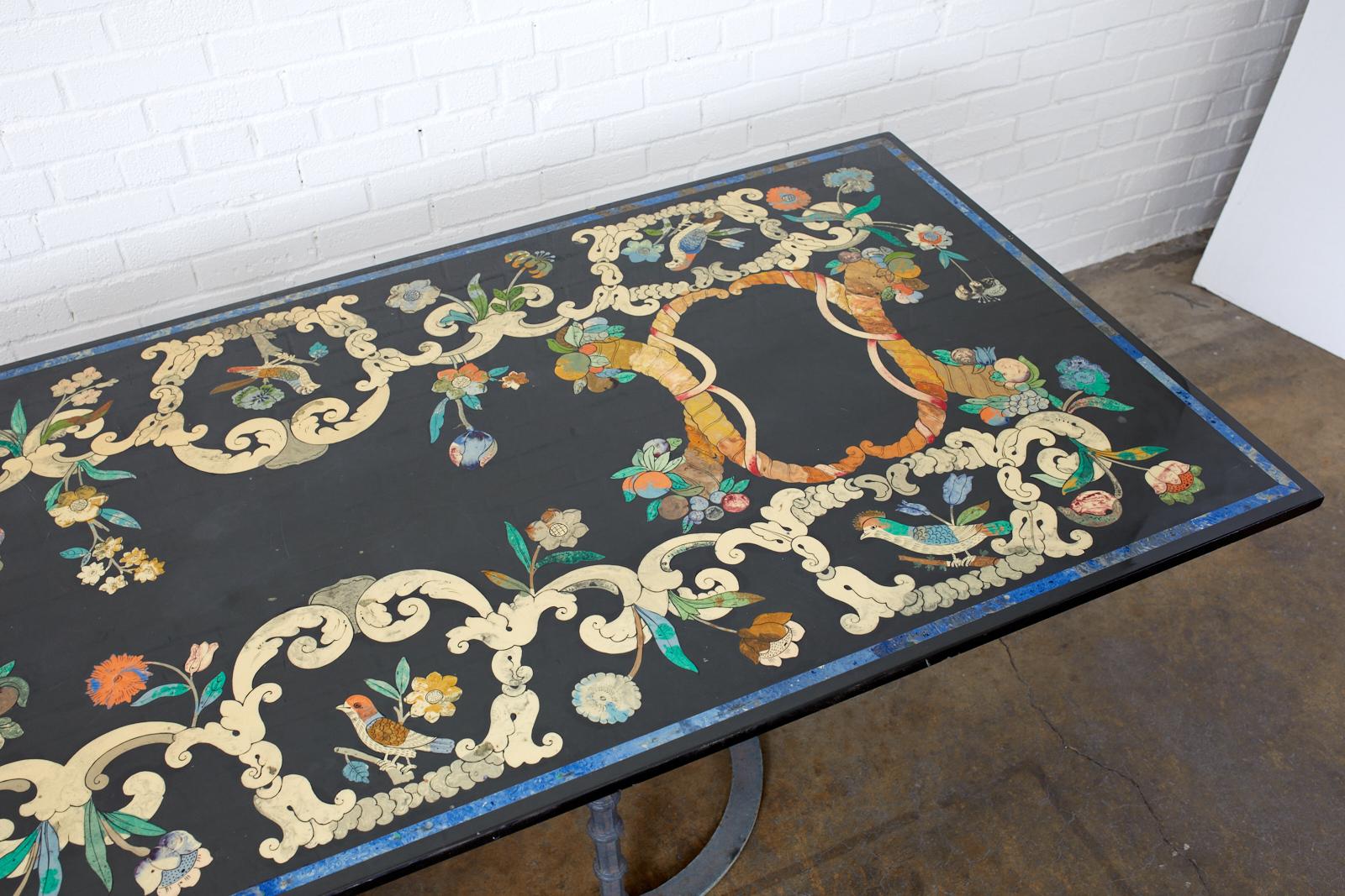 Florentine Scagliola Marble Inlay Garden Dining Table 10
