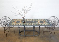 Table de salle à manger de jardin en marbre Scagliola florentin incrusté