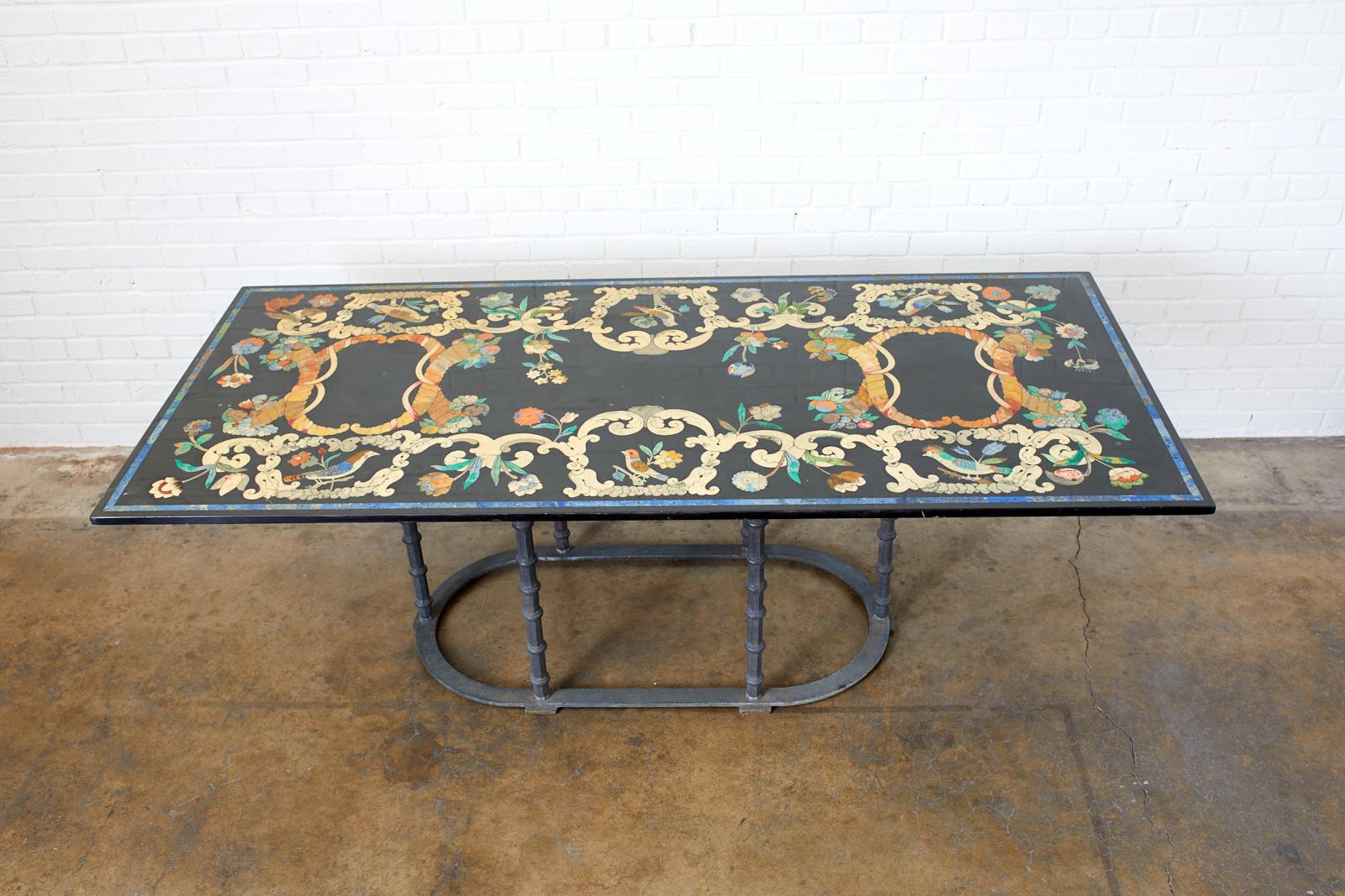 Hand-Crafted Florentine Scagliola Marble Inlay Garden Dining Table