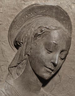 Late 15th Century By Florentine School Madonna with Child Bas-relief
