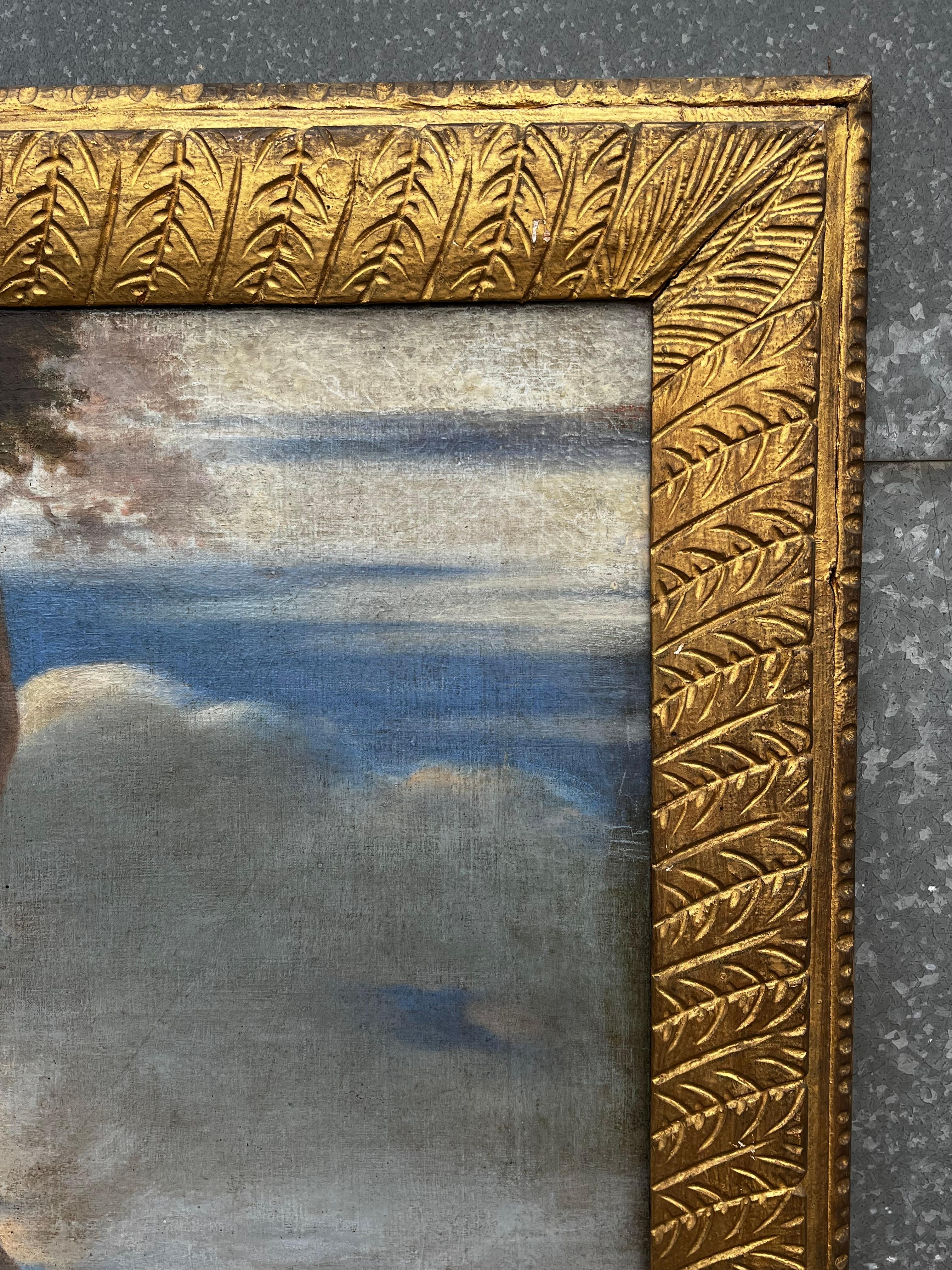 Huge 1700's Florentine Old Master Ölgemälde Eros Triumph über Pan Männliche Akte im Angebot 9