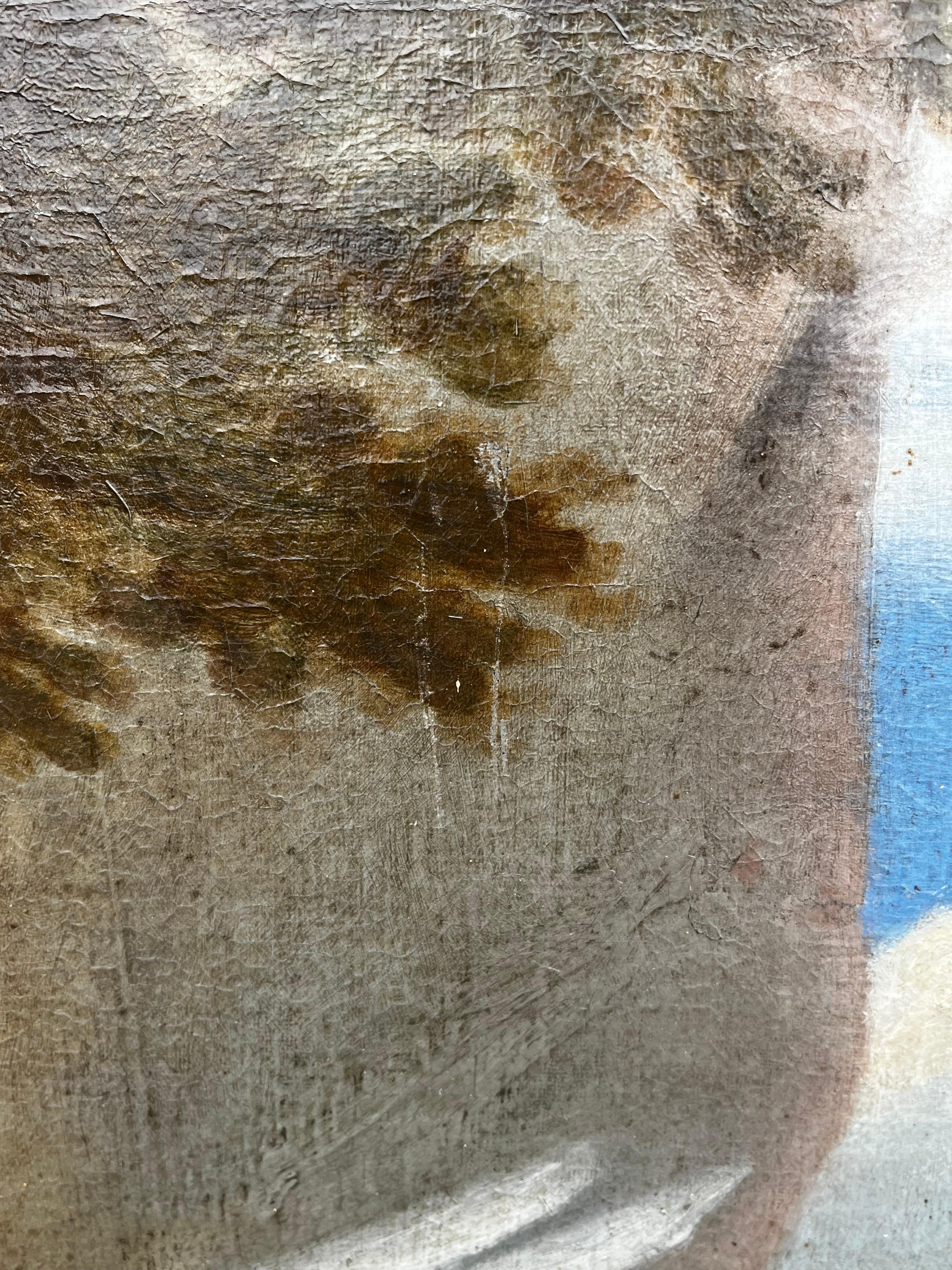 Huge 1700's Florentine Old Master Ölgemälde Eros Triumph über Pan Männliche Akte im Angebot 14