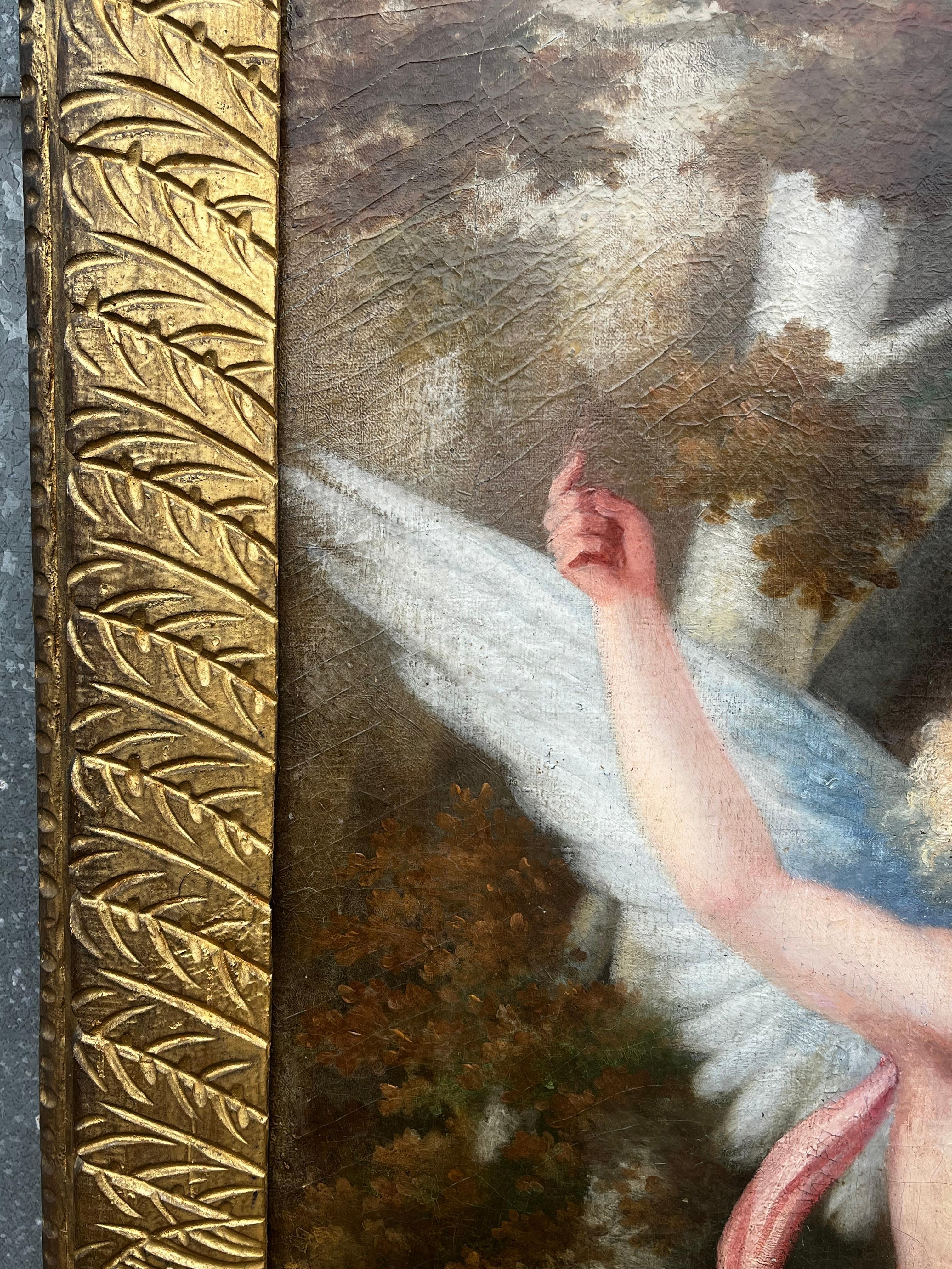 Huge 1700's Florentine Old Master Ölgemälde Eros Triumph über Pan Männliche Akte im Angebot 2