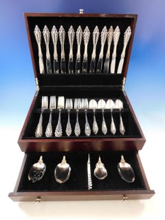 Florentine Scroll by Lunt Sterling Silver Flatware Service for 12 Set 53 Pieces