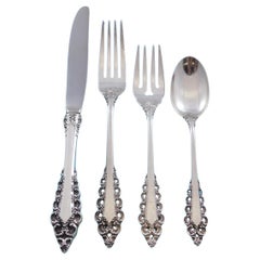 Juego de Cubiertos de Plata de Ley Florentine Scroll by Lunt para 12 Servicio 52 piezas