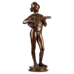 ""Florentine Singer"" Bronzeskulptur von P. Dubois und F. Barbedienne, um 1880