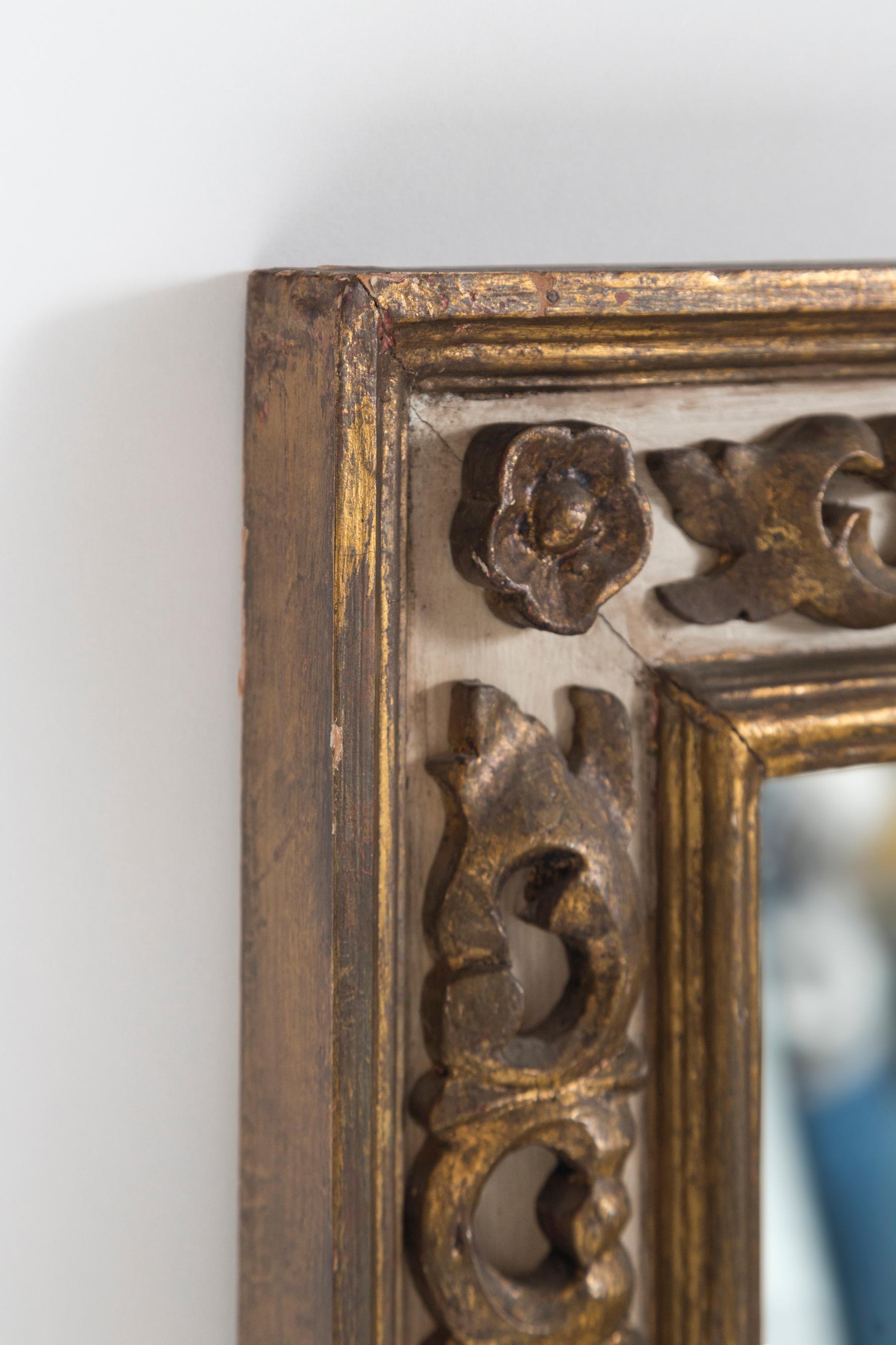 Glass Florentine Style Gilded Mirror, Mid-20th Century