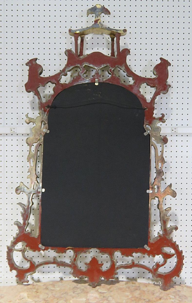 Chinese Chippendale Giltwood Mirror with Companion French Louis XV Gilded Table 4