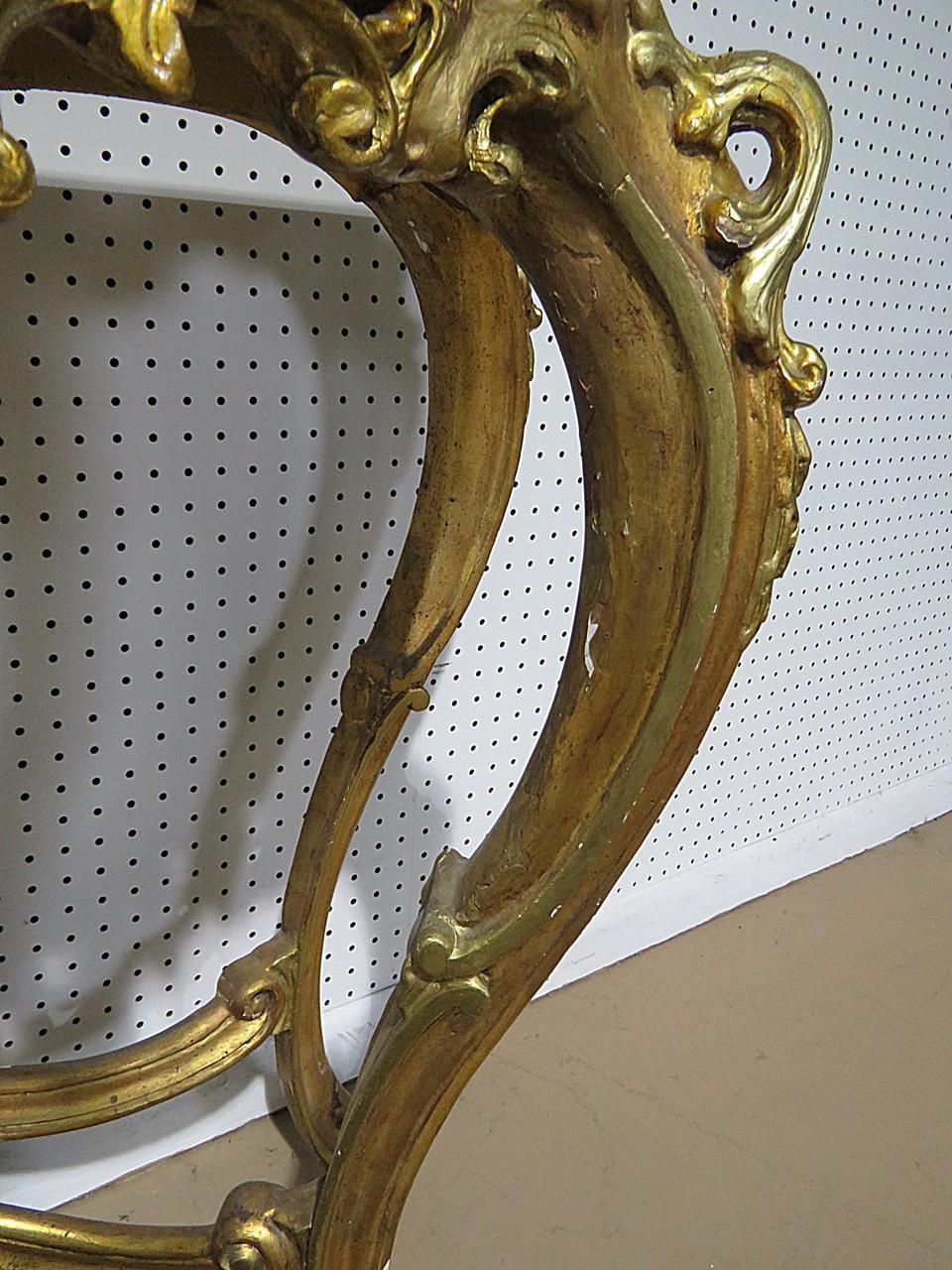 Walnut Chinese Chippendale Giltwood Mirror with Companion French Louis XV Gilded Table