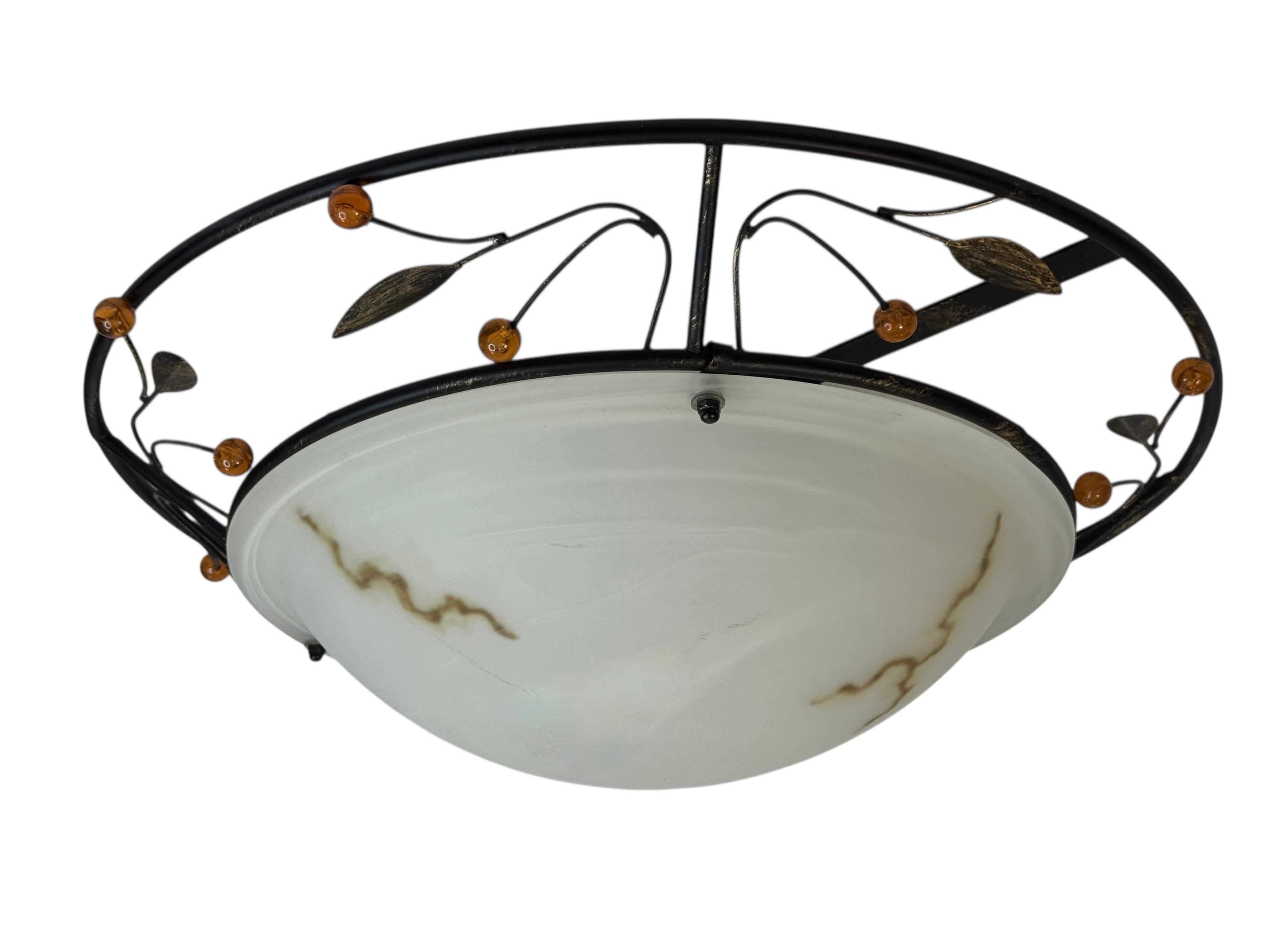 Plafonnier affleurant en verre de Murano de style Florentine, Autriche, années 1980 en vente 3