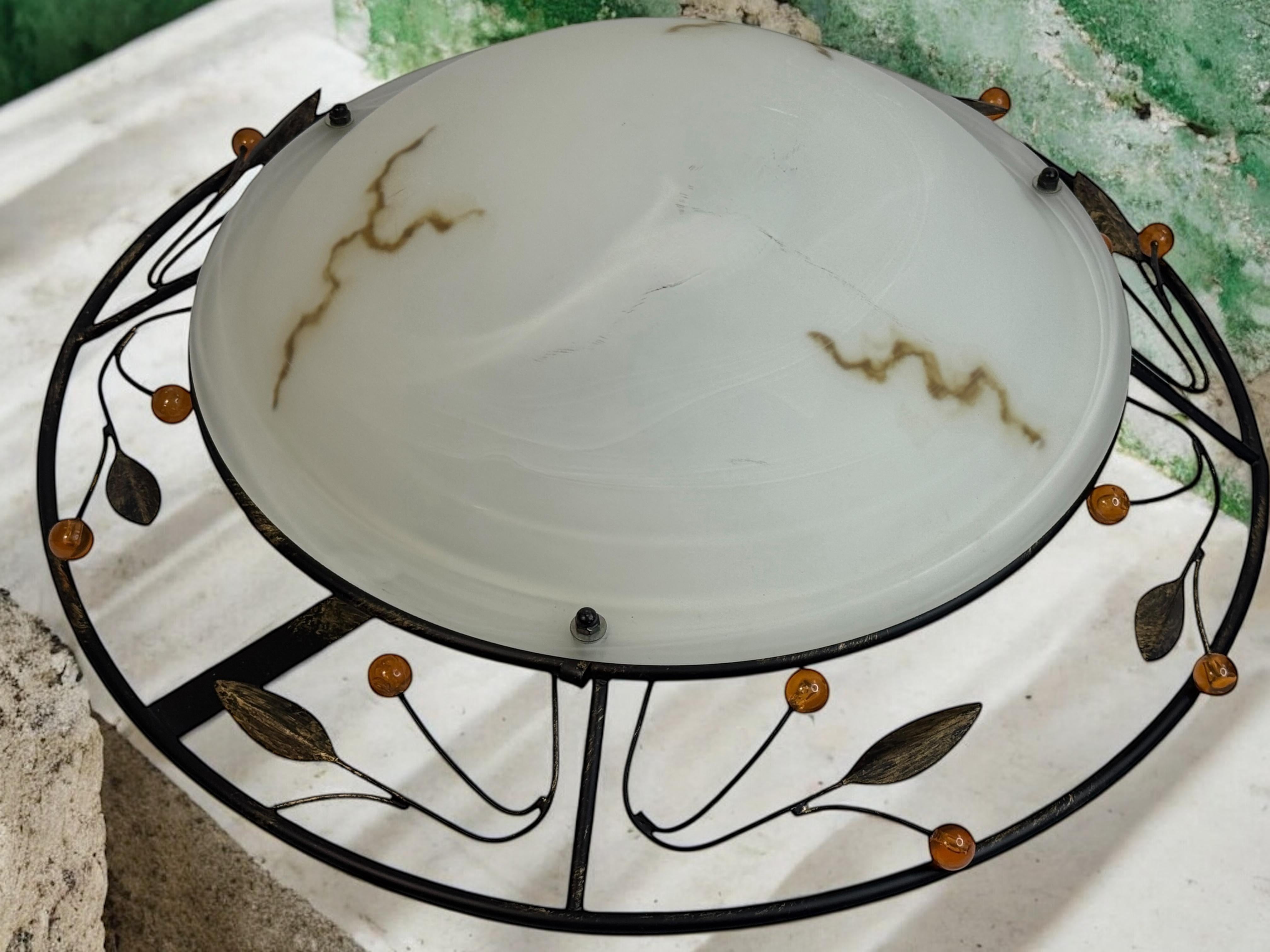 Plafonnier affleurant en verre de Murano de style Florentine, Autriche, années 1980 en vente 9