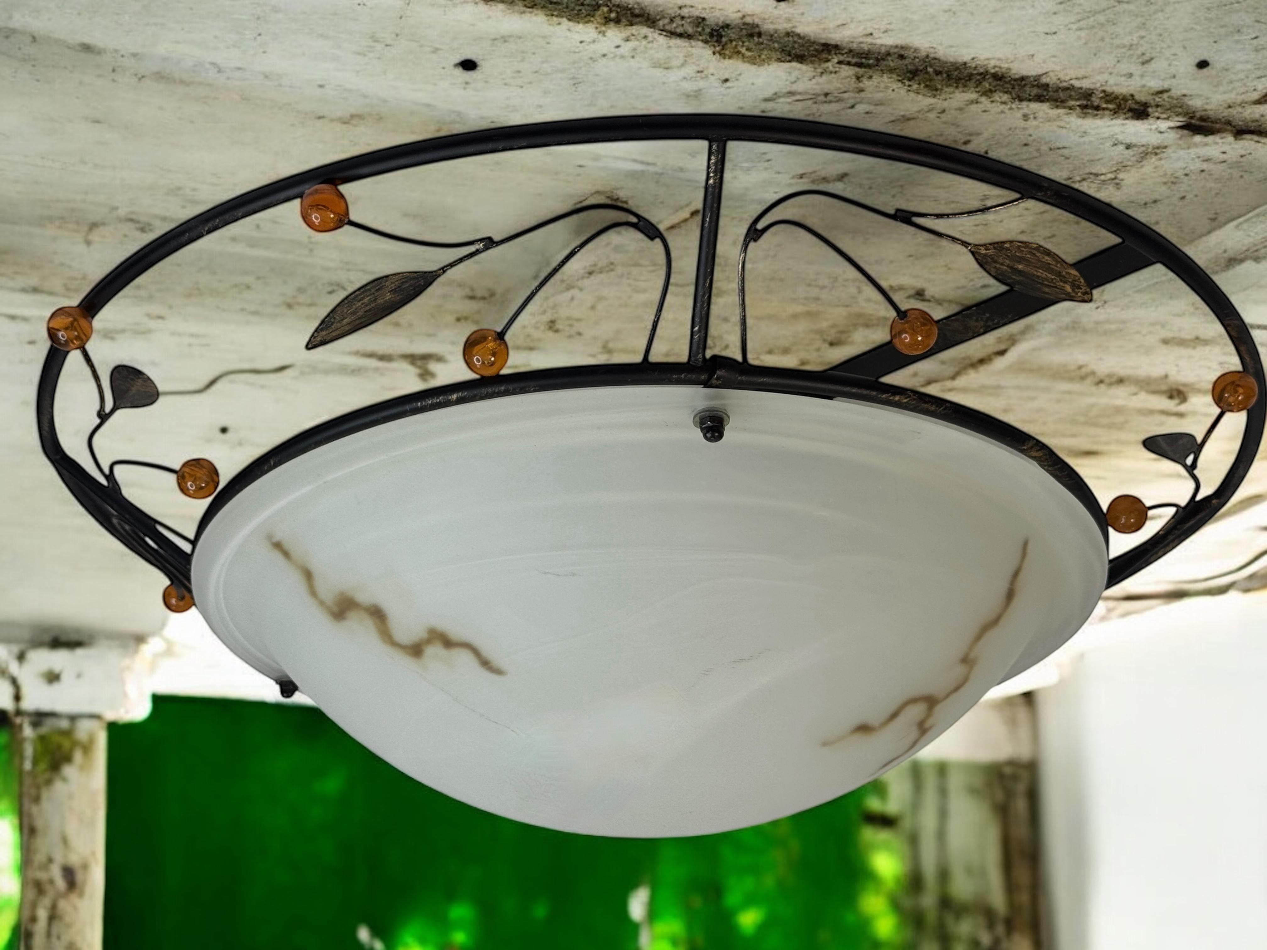Plafonnier affleurant en verre de Murano de style Florentine, Autriche, années 1980 en vente 10