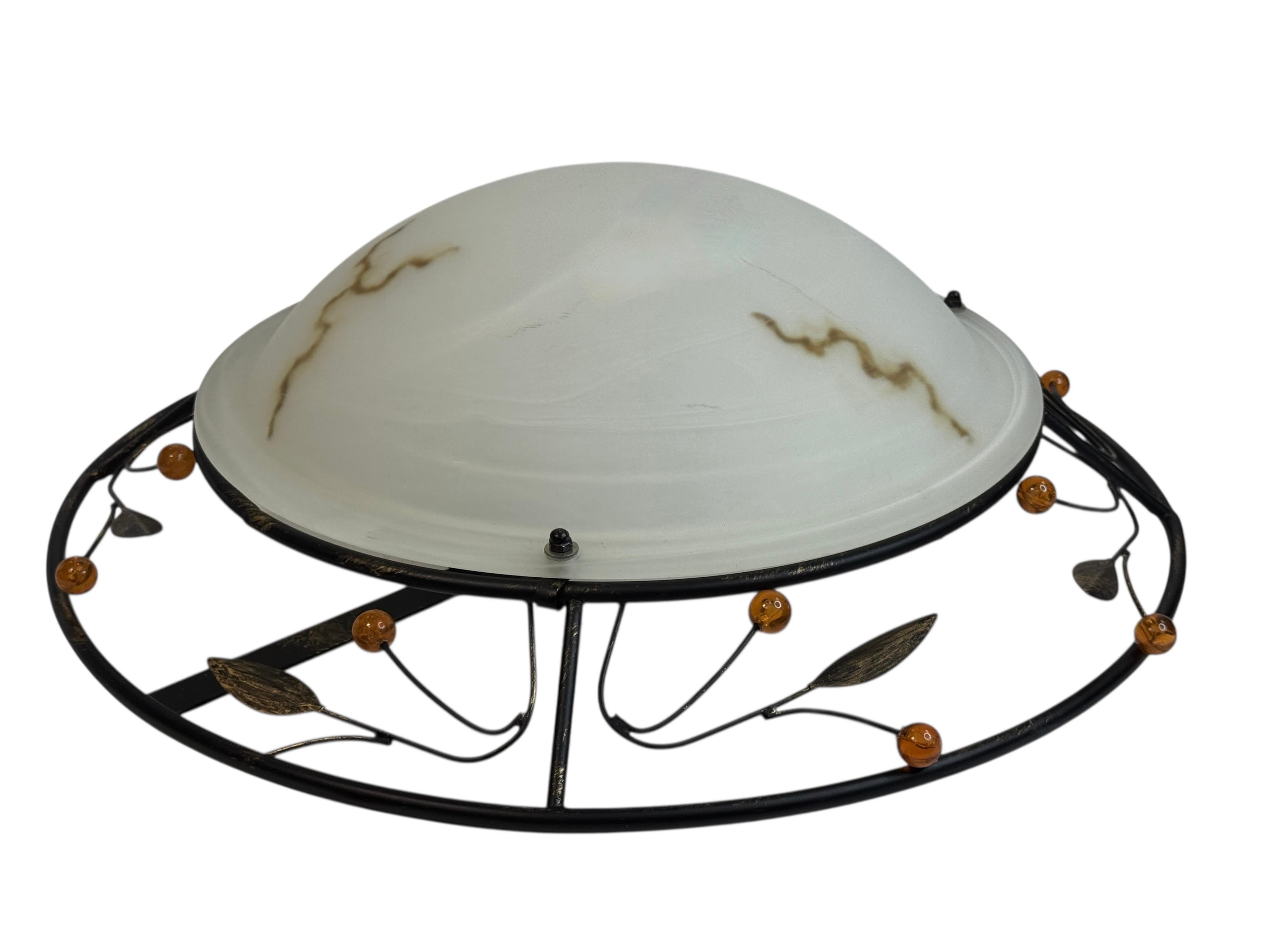 Plafonnier affleurant en verre de Murano de style Florentine, Autriche, années 1980 en vente 2