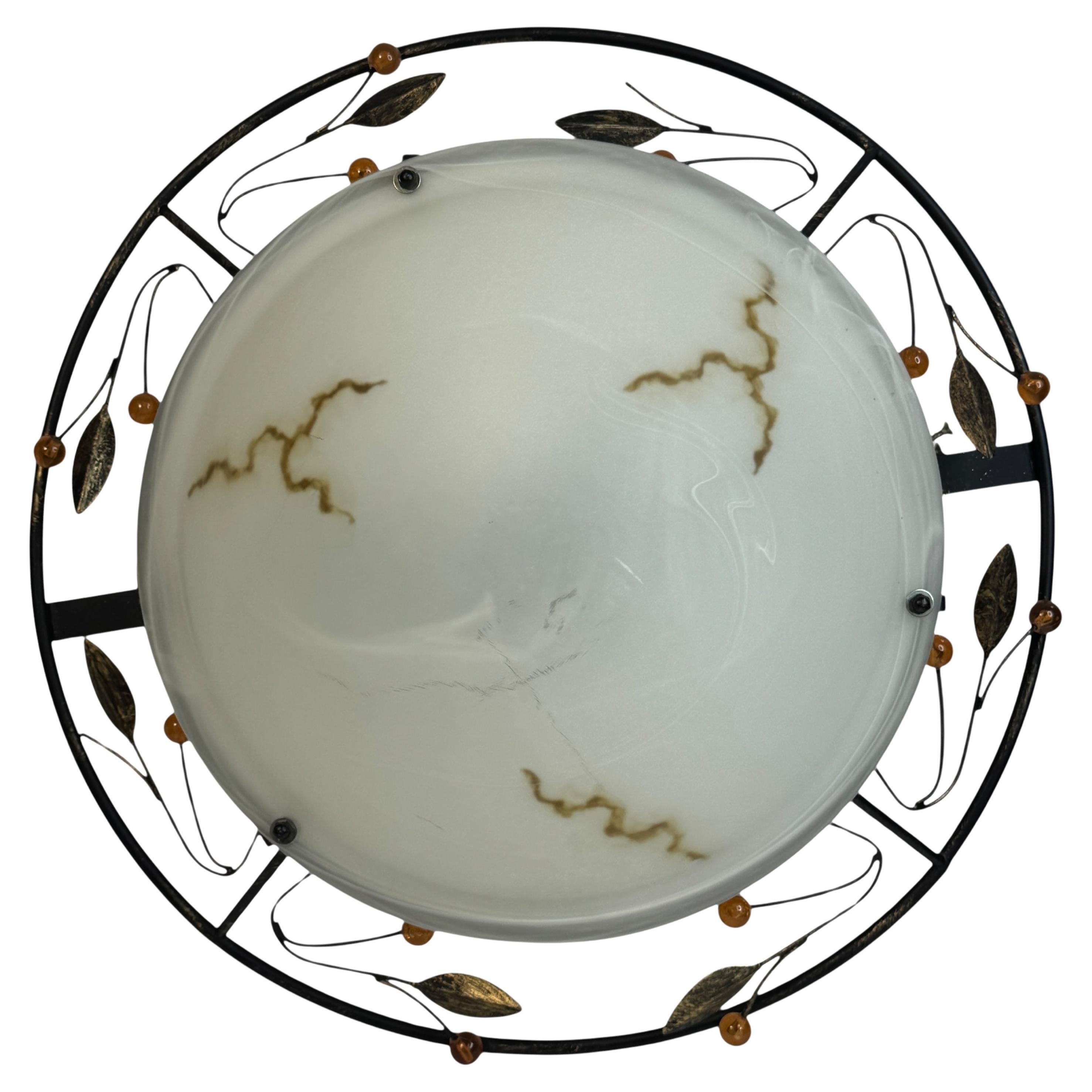 Florentine Style Murano Glass Flush Mount Ceiling Light, Österreich, 1980er Jahre