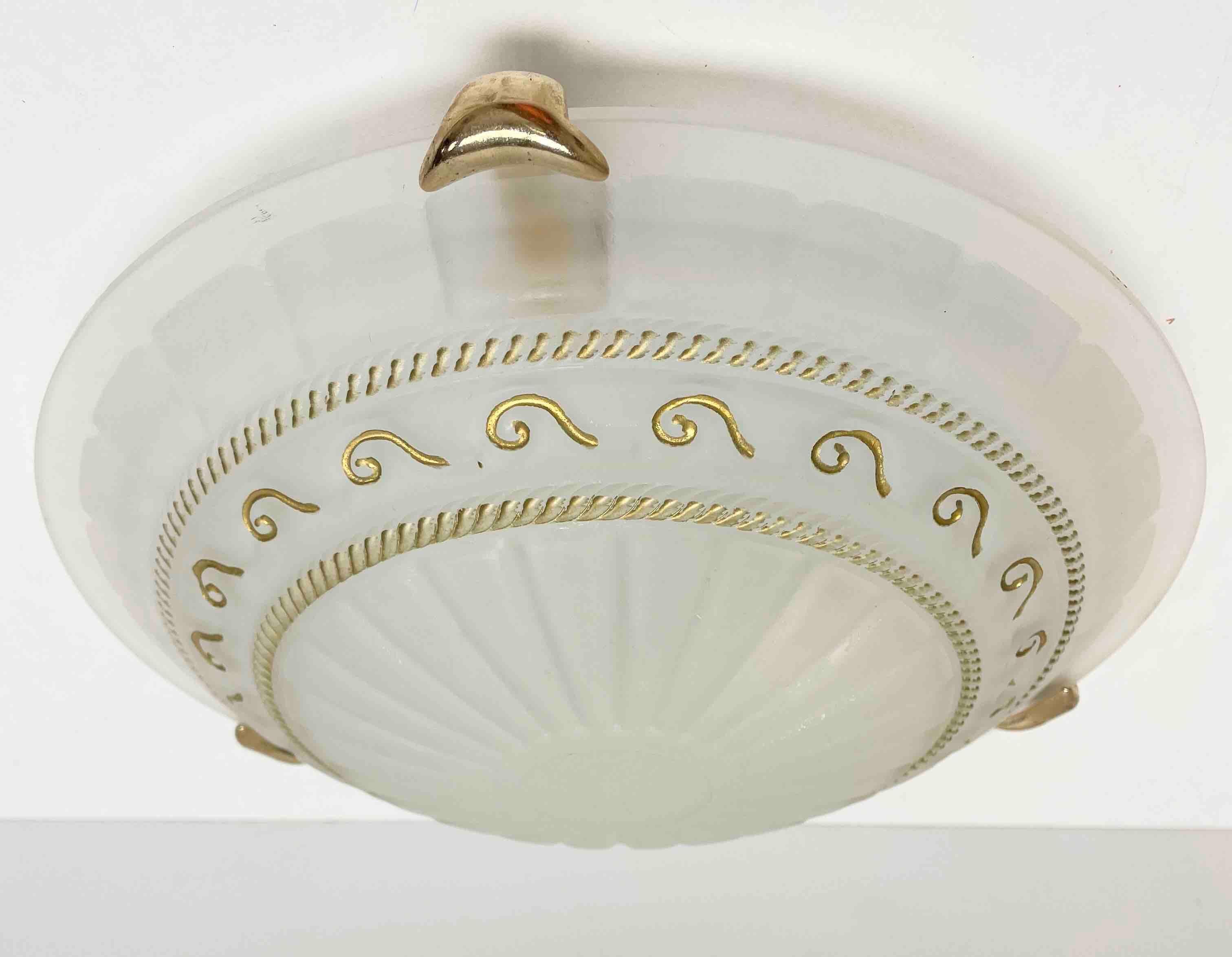 Florentine Style Murano Glass Flush Mount Ceiling Light, Italy, 1980s In Good Condition For Sale In Nuernberg, DE