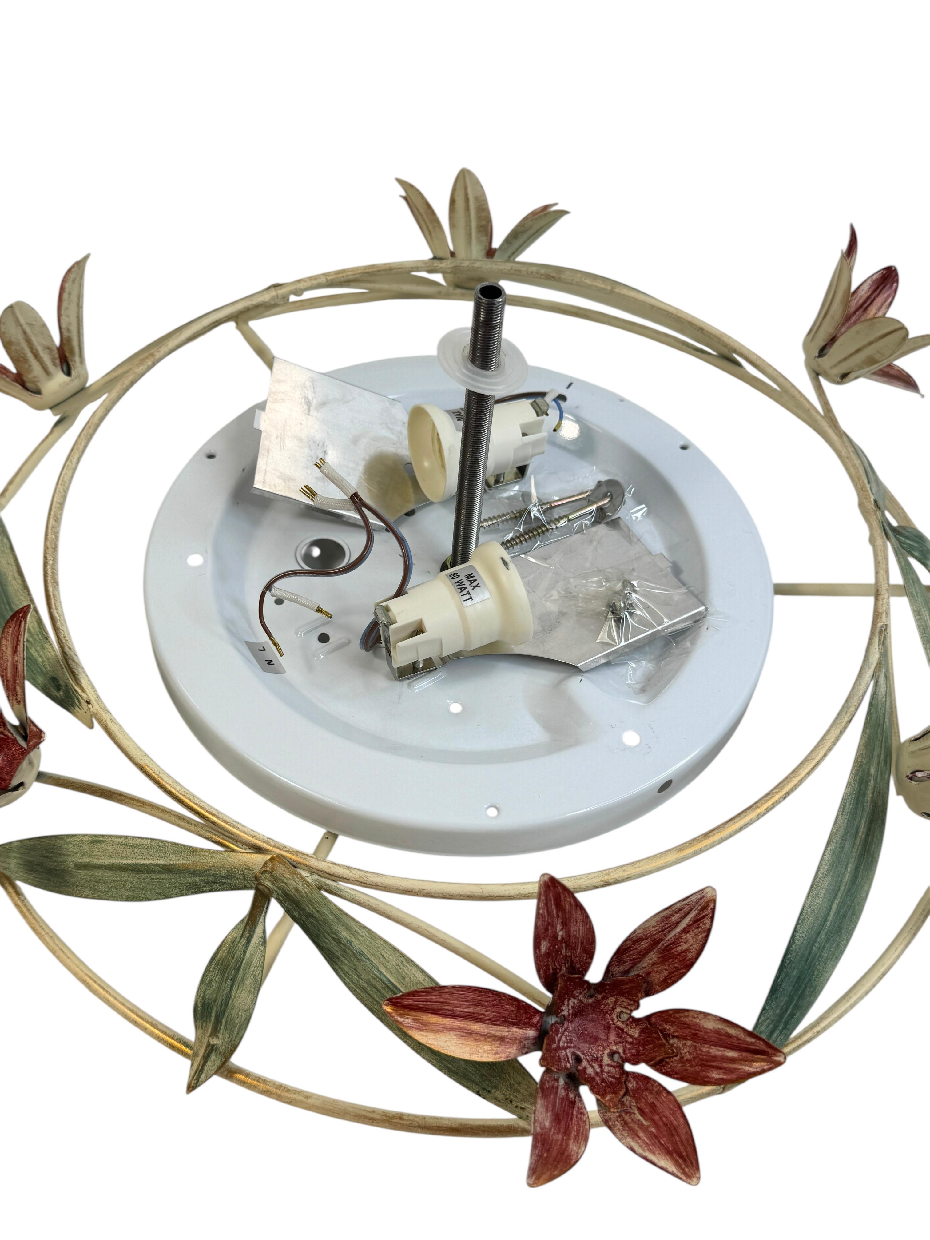 Plafonnier affleurant en verre de Murano de style Florentine, Italie, années 1980 en vente 2