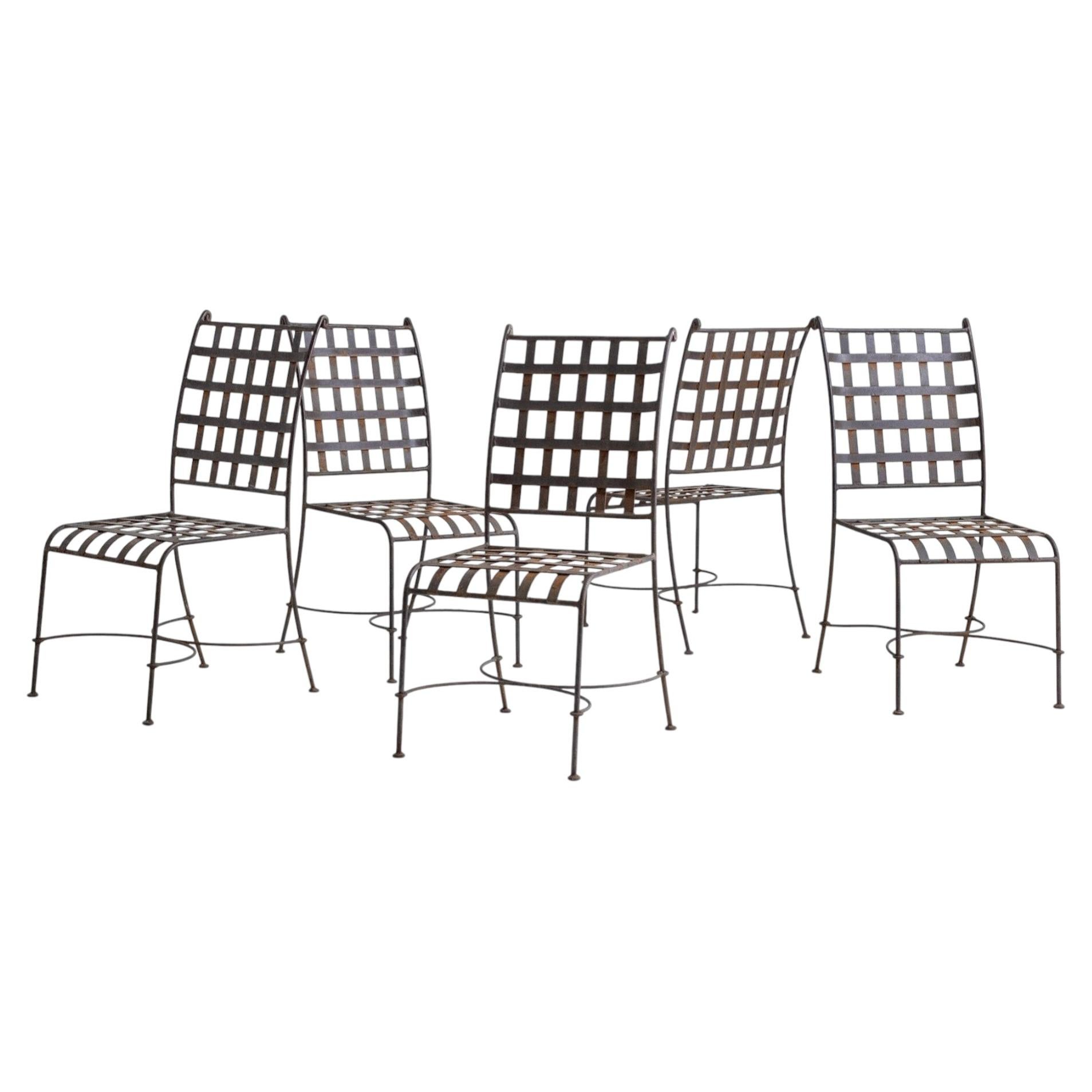 Florentine Style Wrought Iron Garden Chairs - A Set of 5