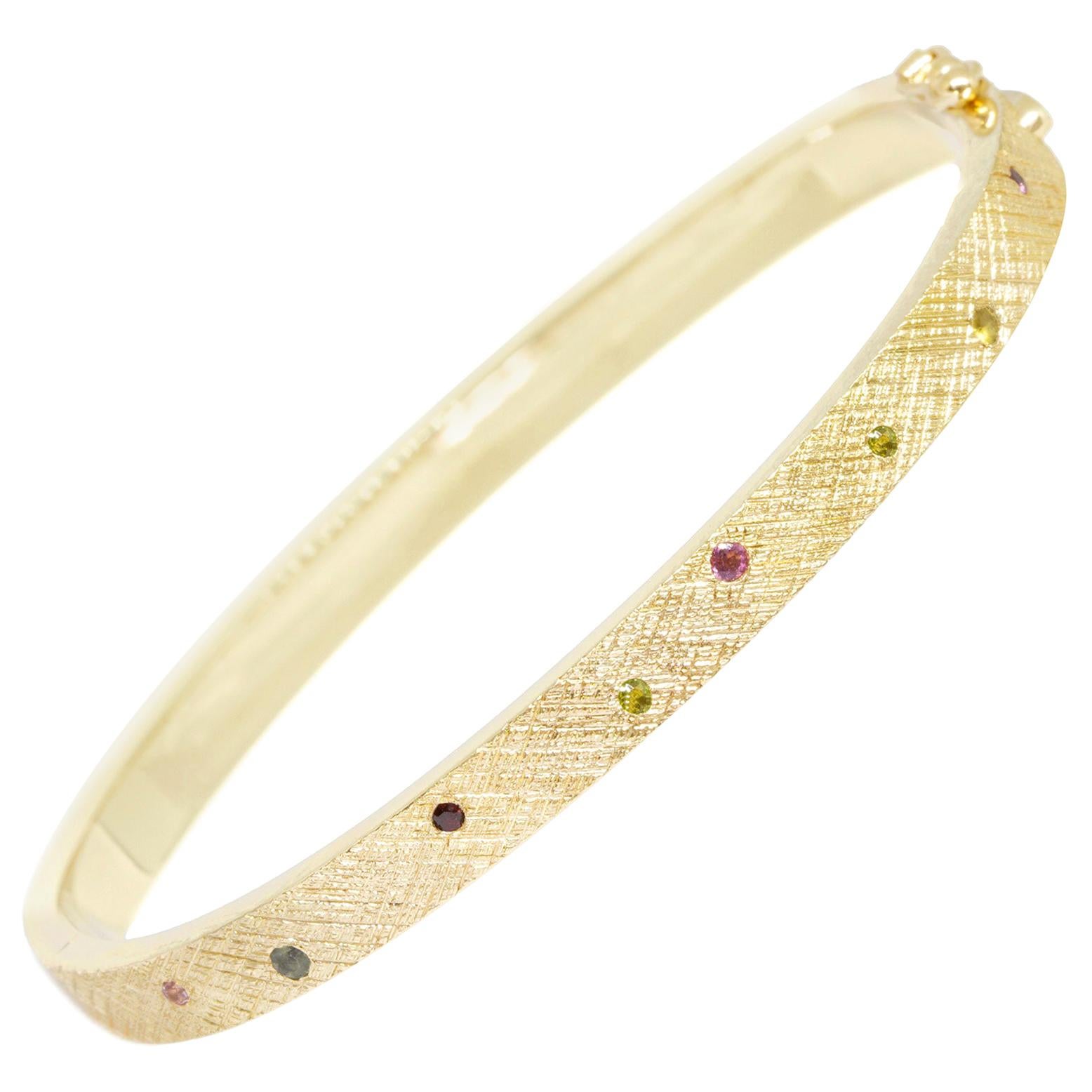 Florentine Tourmaline and Diamond Bangle For Sale