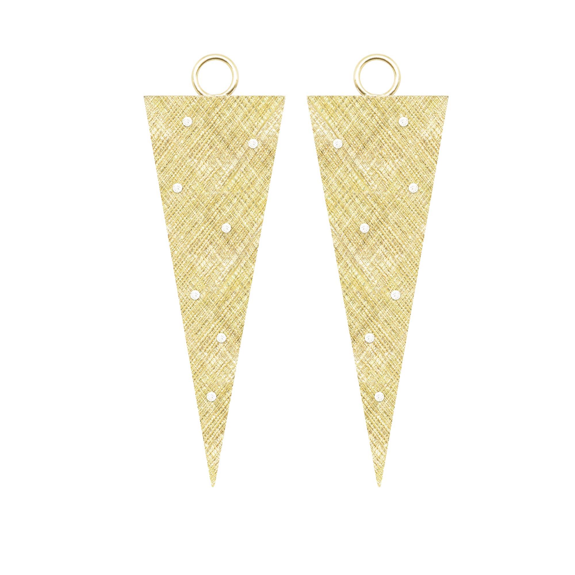 Florentine Triangle Diamond 18 Karat Gold Earrings In New Condition For Sale In Denver, CO