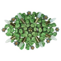  Florentine WANDLAMPE Wandleuchte Metall Efeu Blätter und Blüten 1970er Jahre