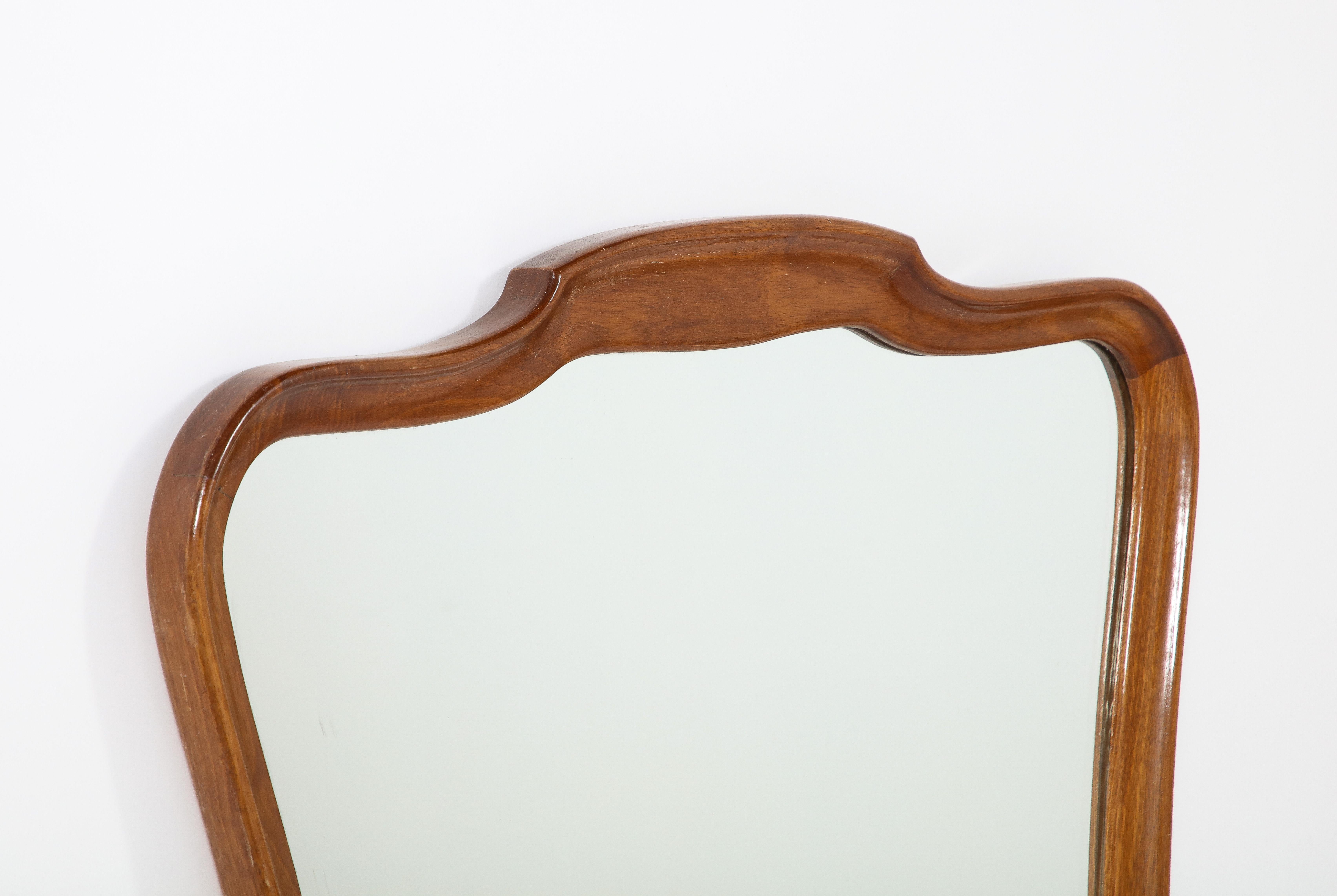 Mid-20th Century Florentine Walnut Shaped Mirror, Italy, circa 1940