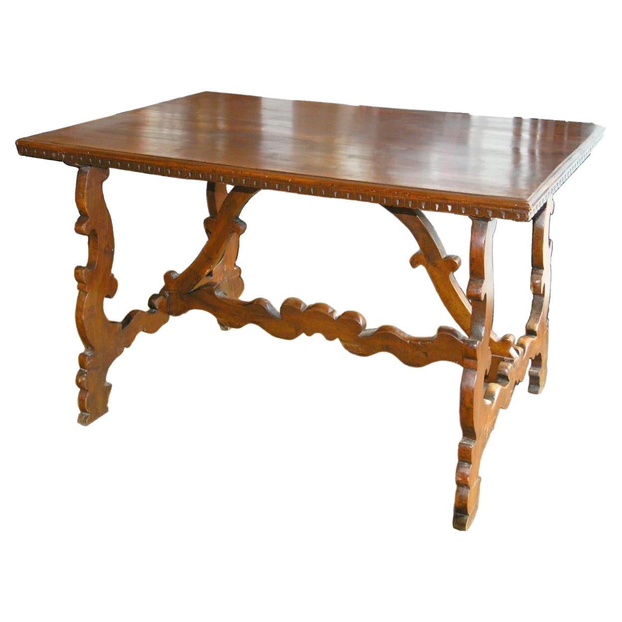 Florentine Walnut Trestle Table For Sale