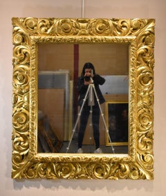 Large Mirror Gold Wood Florentine Woodcarver 18th Century