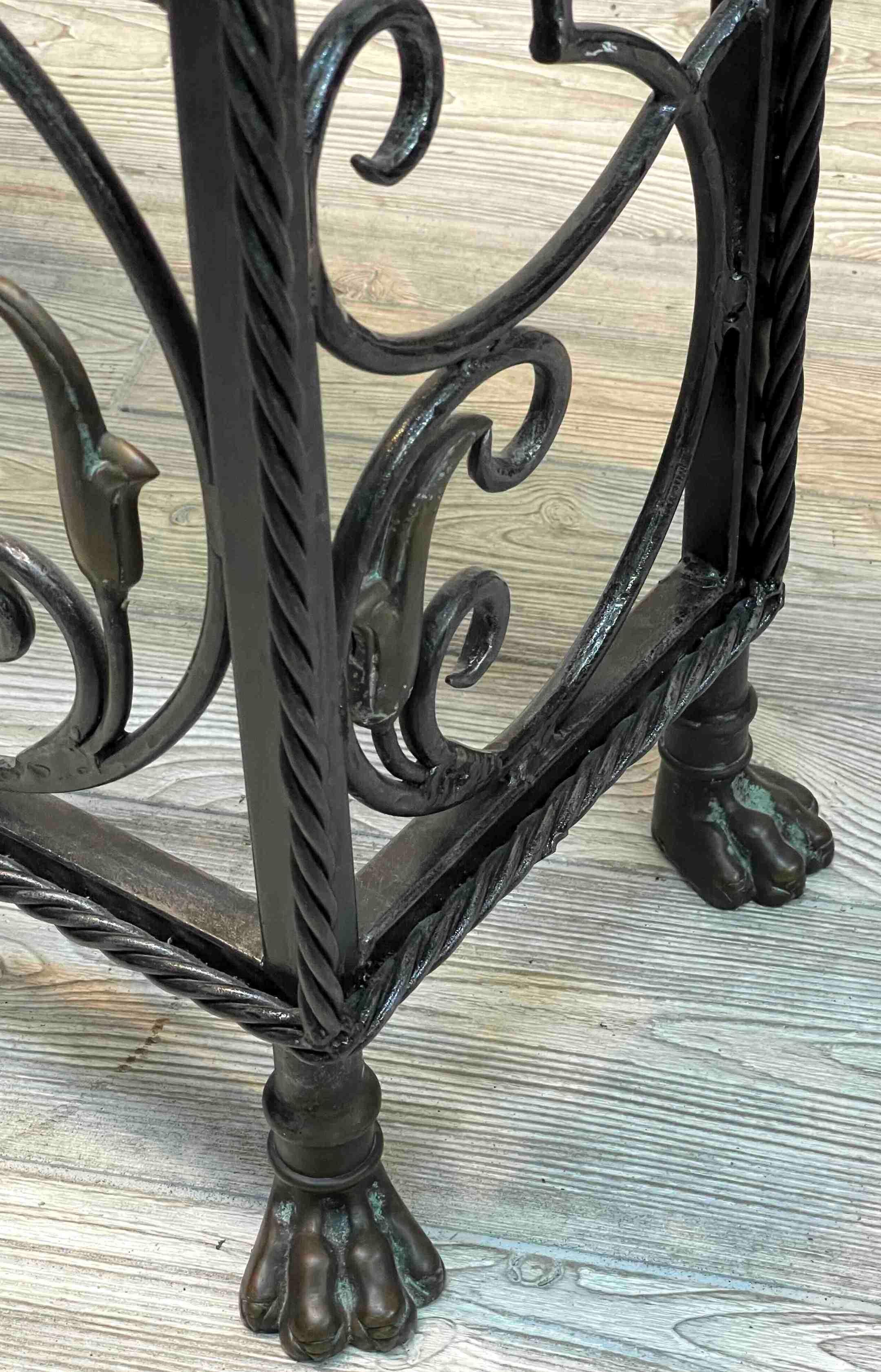 Italian Florentine Wrought Iron & Marble Top Console