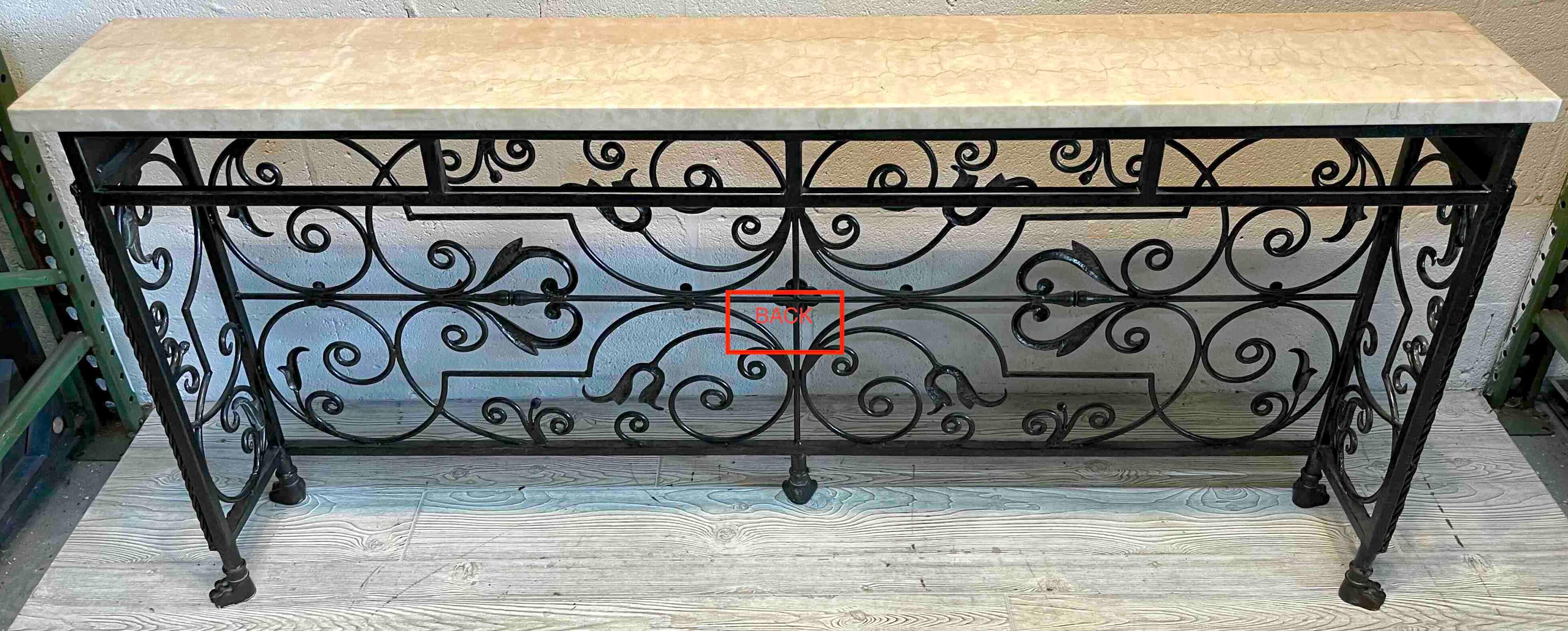 Florentine Wrought Iron & Marble Top Console 2