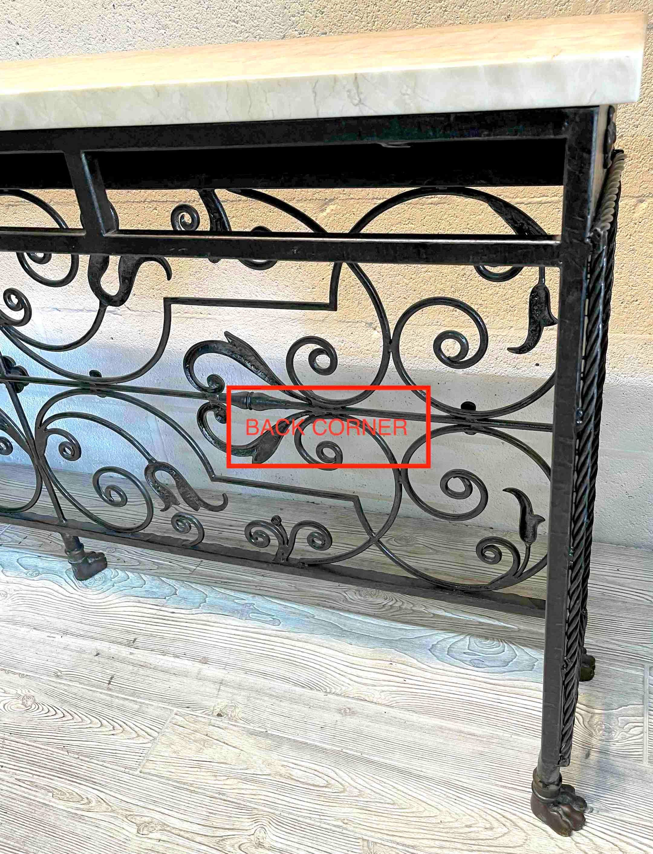 Florentine Wrought Iron & Marble Top Console 3