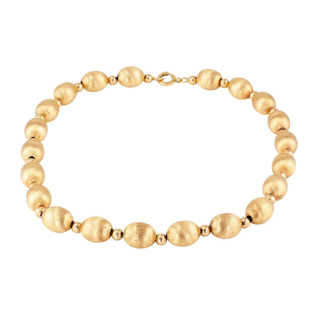 Modern Florentine Yellow Gold Bead Necklace